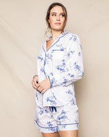 Women's Indigo Floral Long Sleeve Short Set