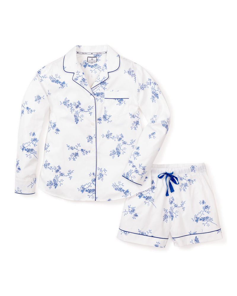 Women's Indigo Floral Long Sleeve Short Set