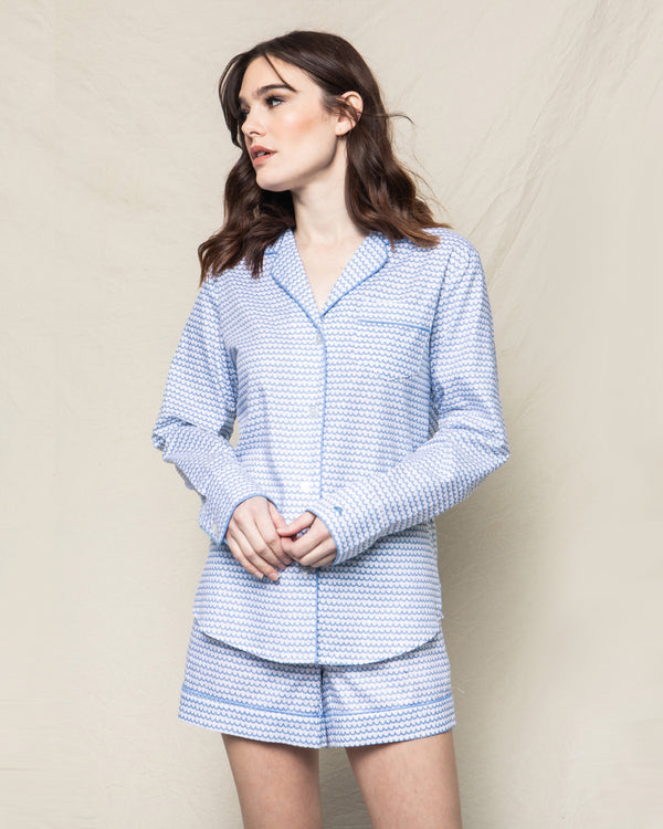 Women's Twill Long Sleeve Short Set in La Mer