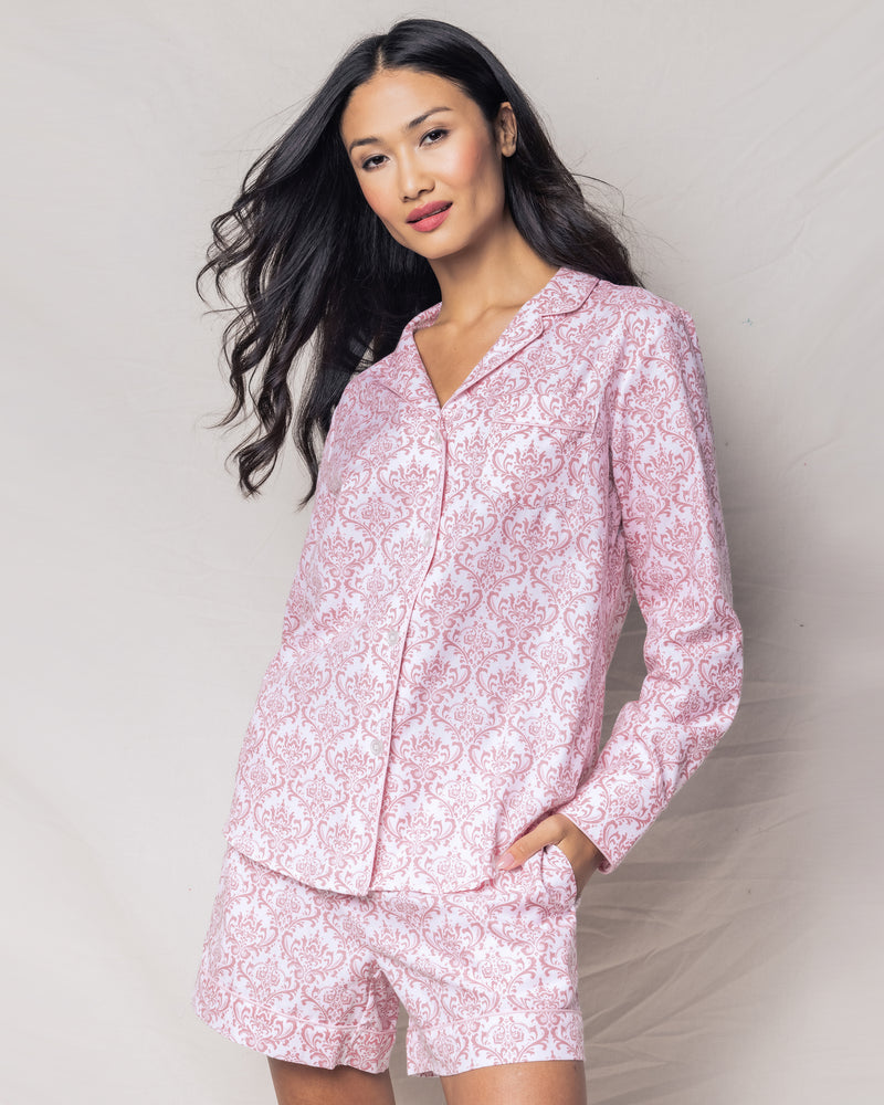 Women's Vintage Rose Long Sleeve Short Set
