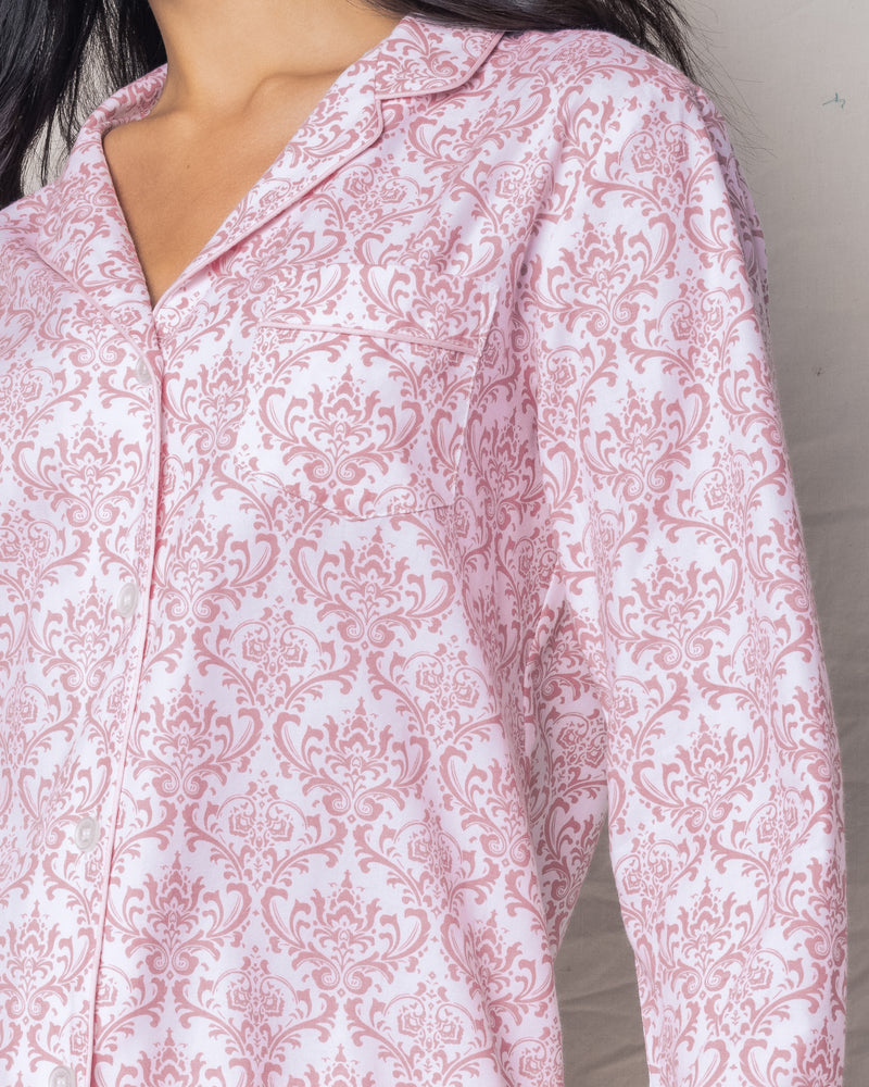 Women's Vintage Rose Long Sleeve Short Set