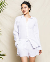 Women's White Gauze Drawstring Shorts