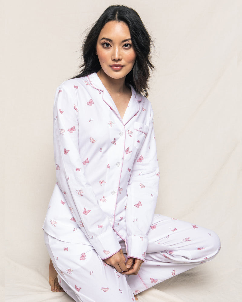 Women's Twill Pajama Set in Butterflies