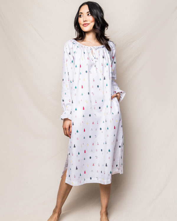 Women's Twill Delphine Nightgown in Merry Trees