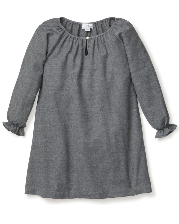 Girl's Flannel Delphine Nightgown in Grey