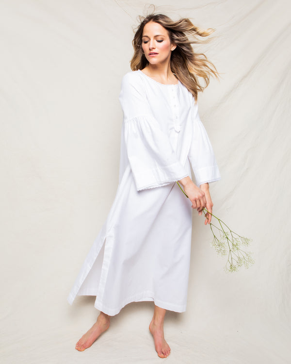 Women's Flannel Seraphine Nightgown in White