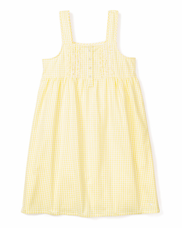 Women's Twill Charlotte Nightgown in Yellow Gingham