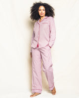 Women's Antique Red Ticking Pajama Set