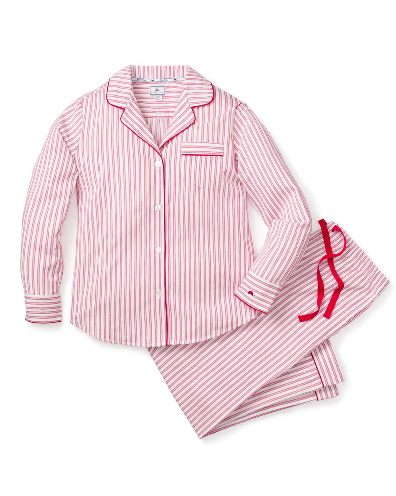 Women's Twill Pajama Set in Antique Red Ticking