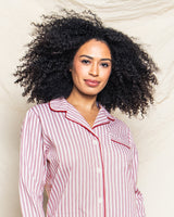 Women's Antique Red Ticking Pajama Set