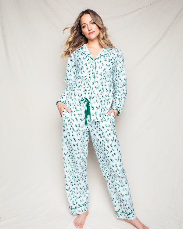 Women's Flannel Pajama Set in Evergreen Forest