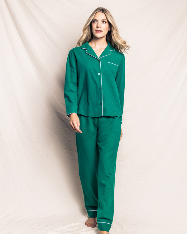 Women's Flannel Pajama Set in Forest Green