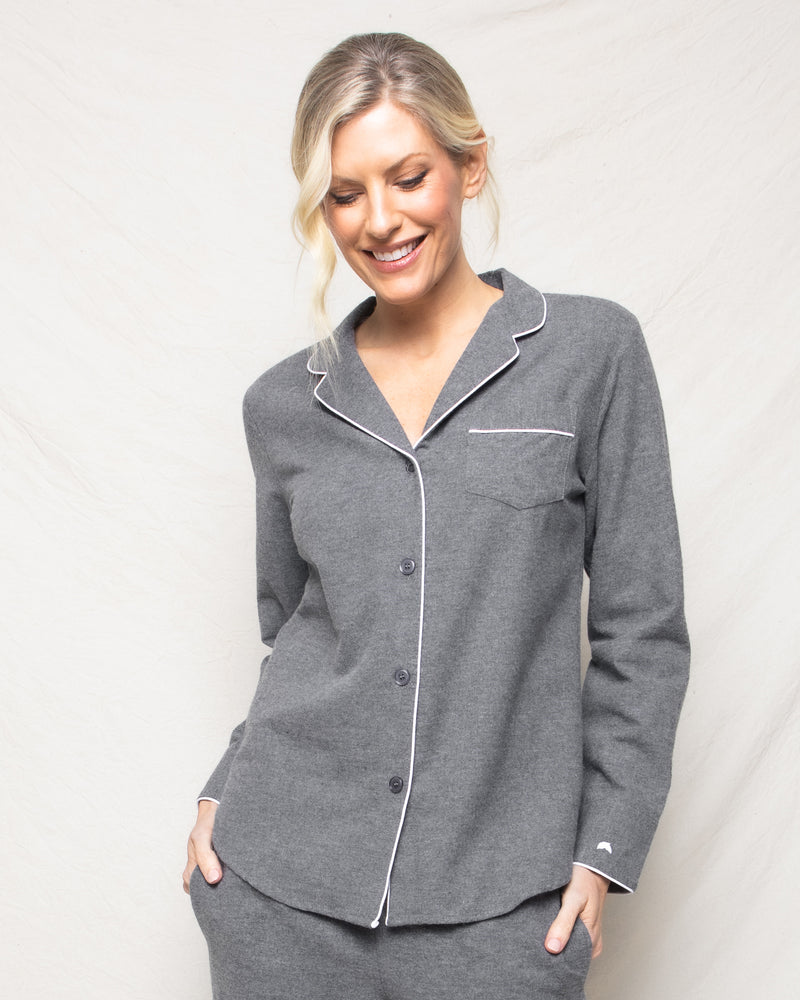 Women's Flannel Pajama Set in Grey