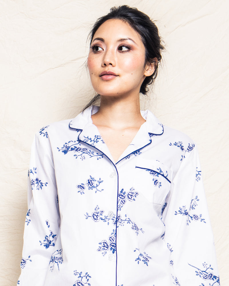 Women's Twill Pajama Set in Indigo Floral