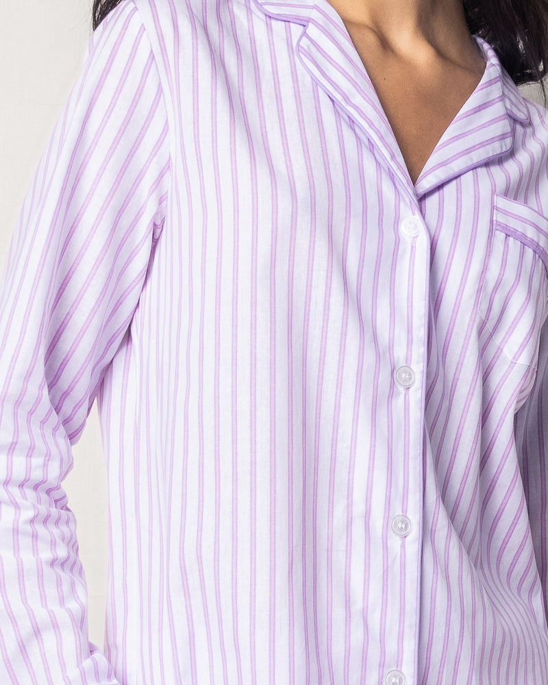 Women's Lavender French Ticking Pajama Set