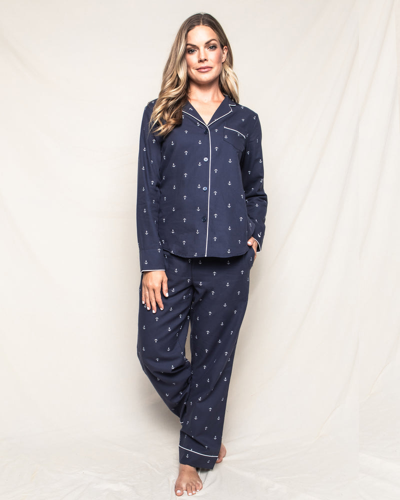 Women's Twill Pajama Set in Portsmouth Anchors