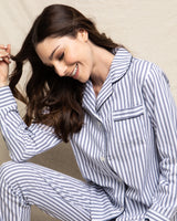 Women's Navy French Ticking Twill Pajamas
