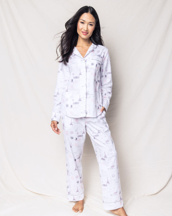 Women's Twill Pajama Set in Paris Musings