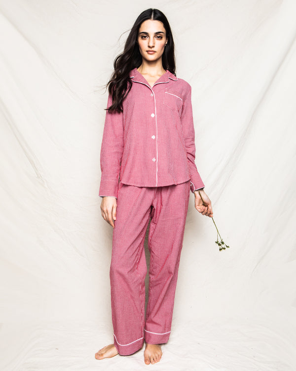Women's Red Mini Gingham Pajama Set