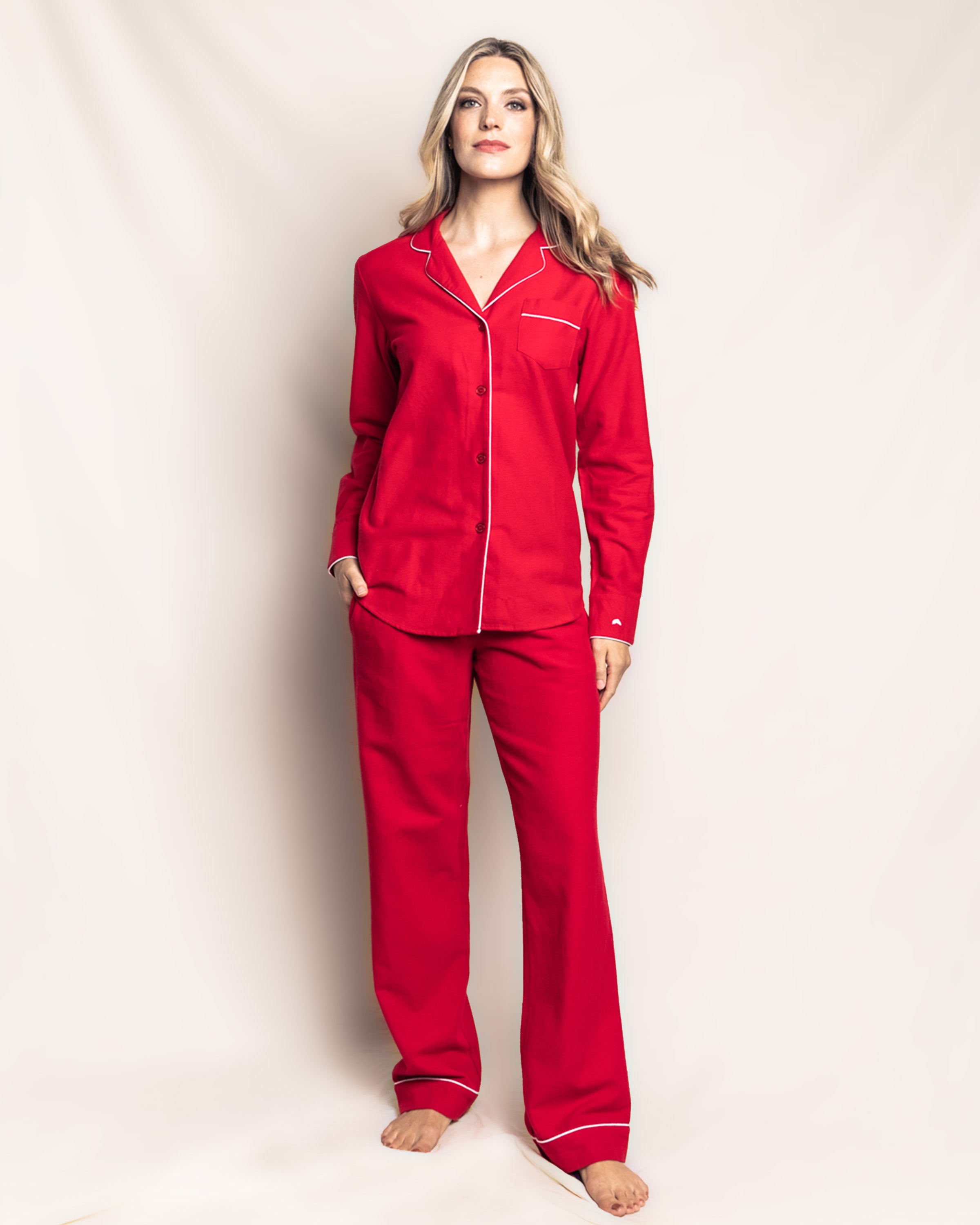 Women's Red Flannel Classic Pajama Set | Petite Plume