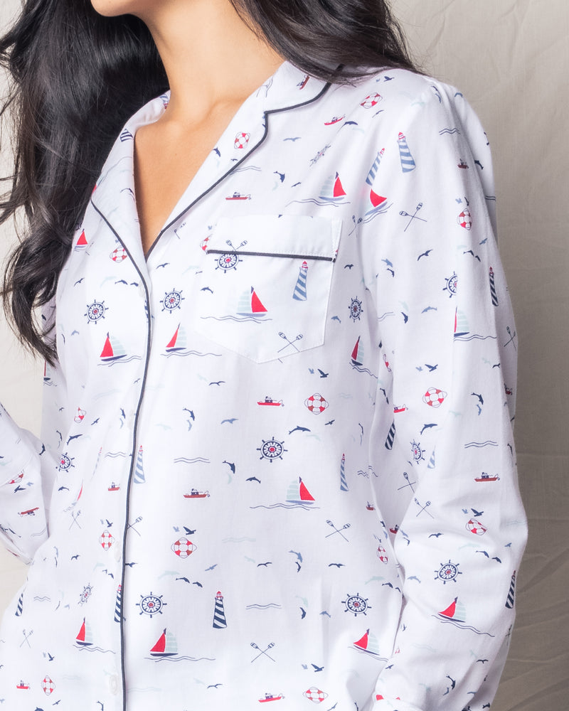 Women's Twill Pajama Set in Sail Away