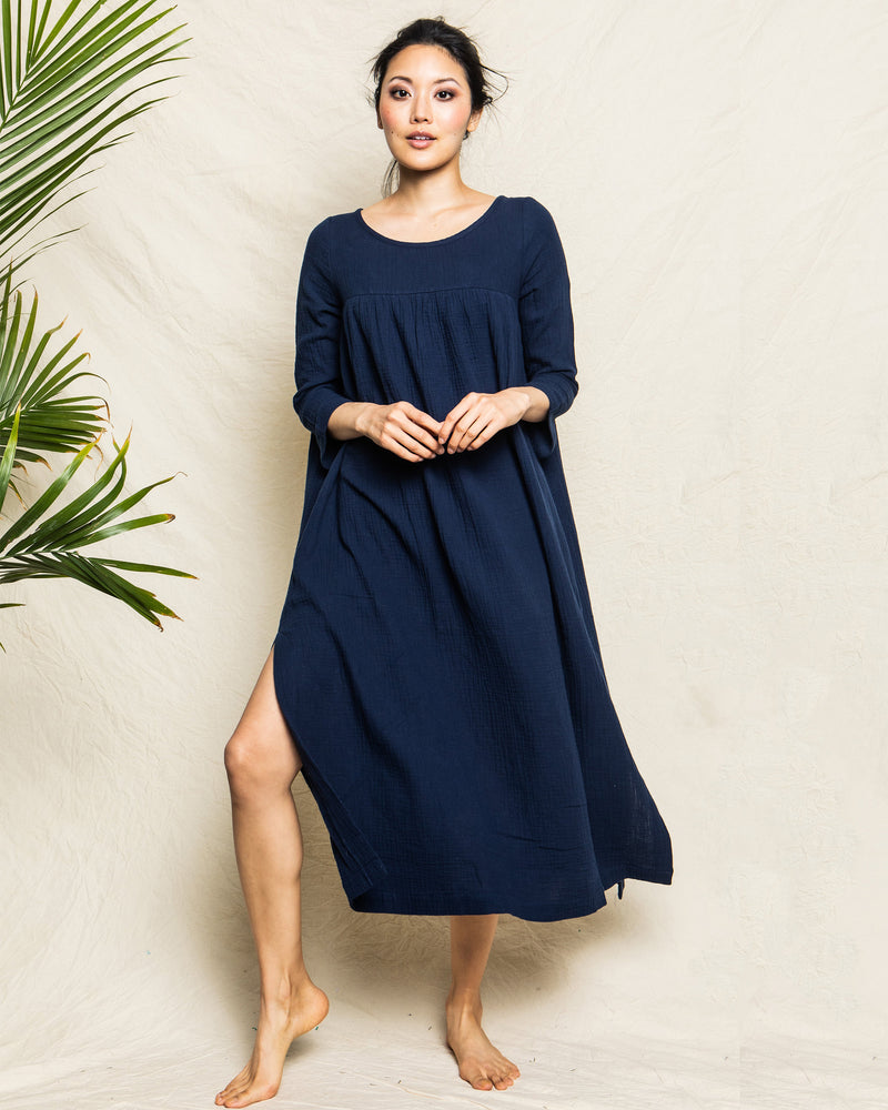 Navy Gauze Provence Sundress