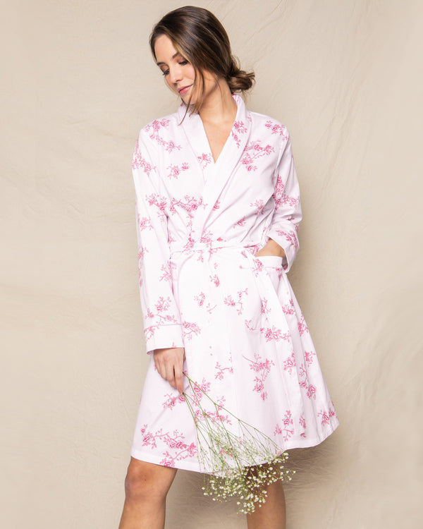 Women's Twill Robe in English Rose Floral