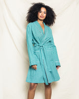 Women's Flannel Robe in Green Gingham