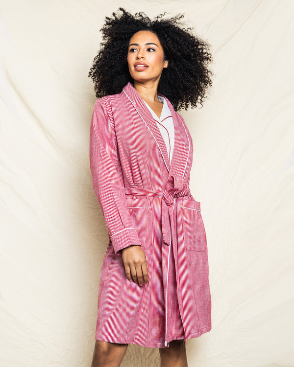 Women's Red Mini-Gingham Robe