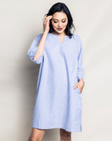 Women's French Blue Seersucker Short Caftan