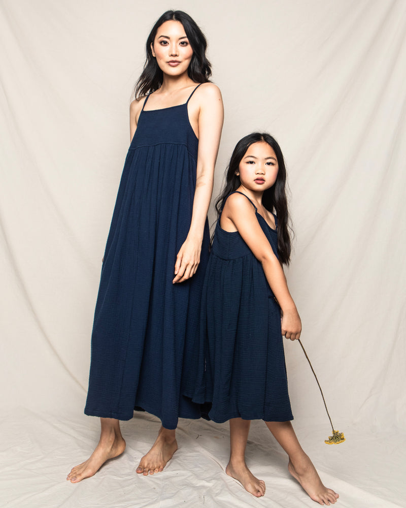 Children's Navy Gauze Serene Sundress
