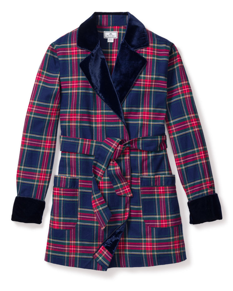 Women's Windsor Tartan Car Coat with Velvet Trim