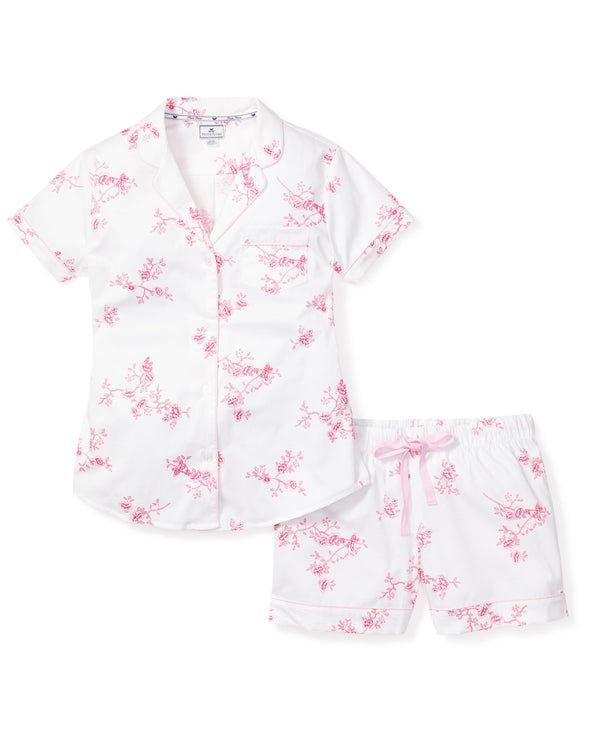 Women's Twill Pajama Short Set in English Rose Floral