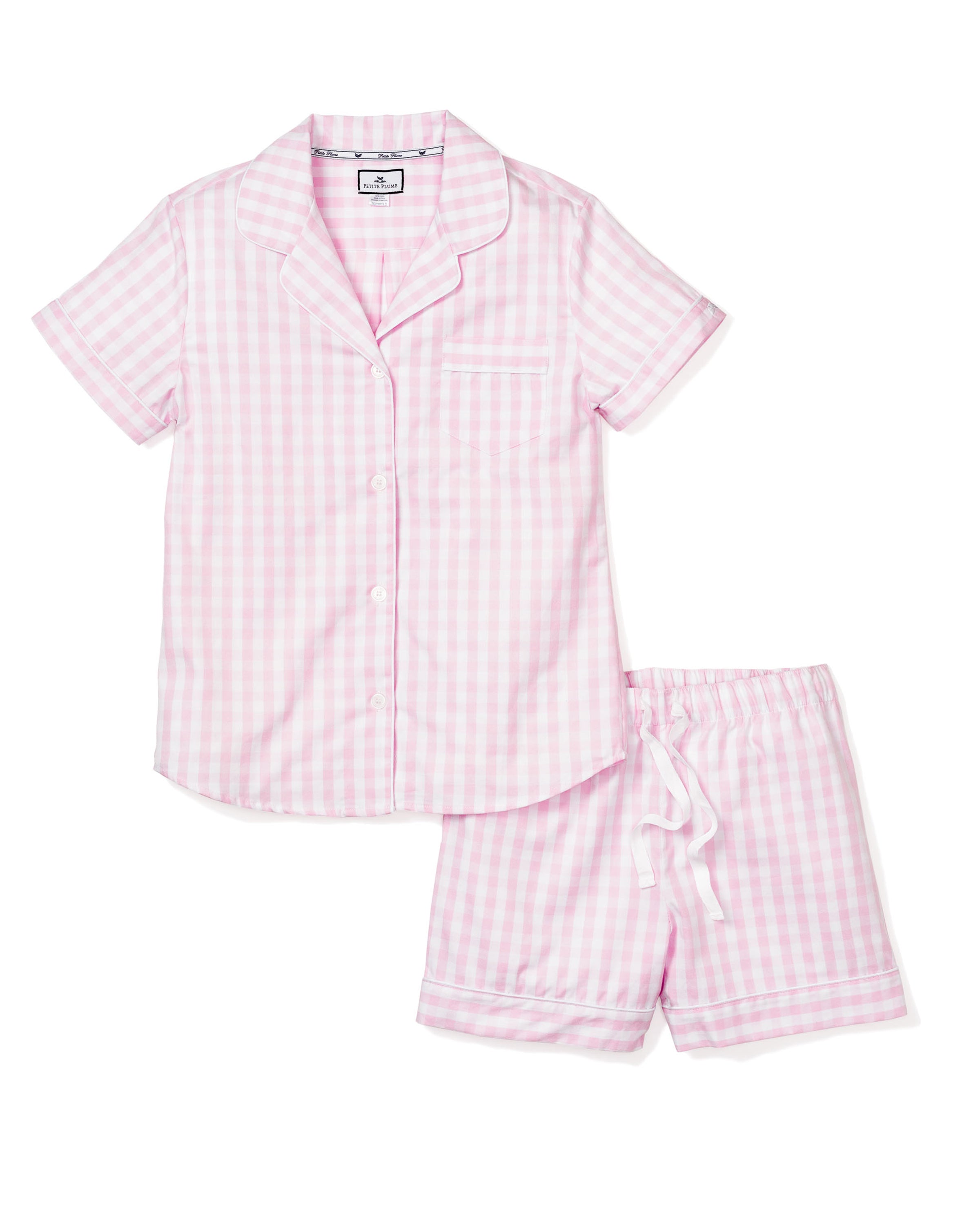 Women's Pink Gingham Short Set Petite Plume - Main Image