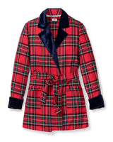 Women's Imperial Tartan Short Robe with Velvet Trim