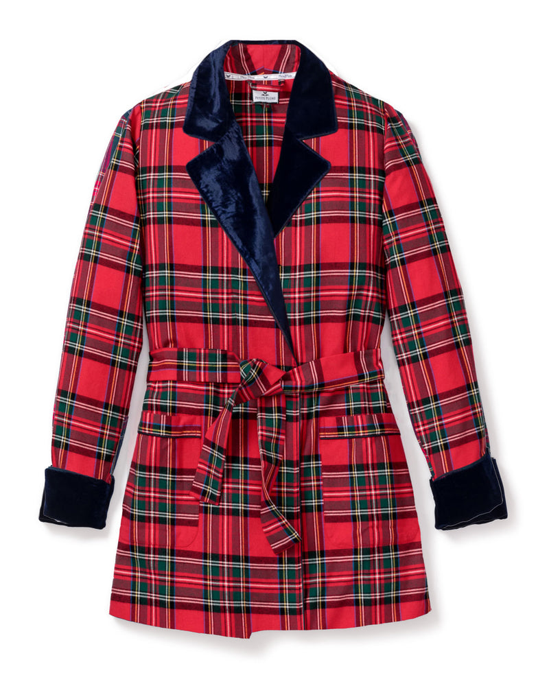 Women s Imperial Tartan Short Robe with Velvet Trim