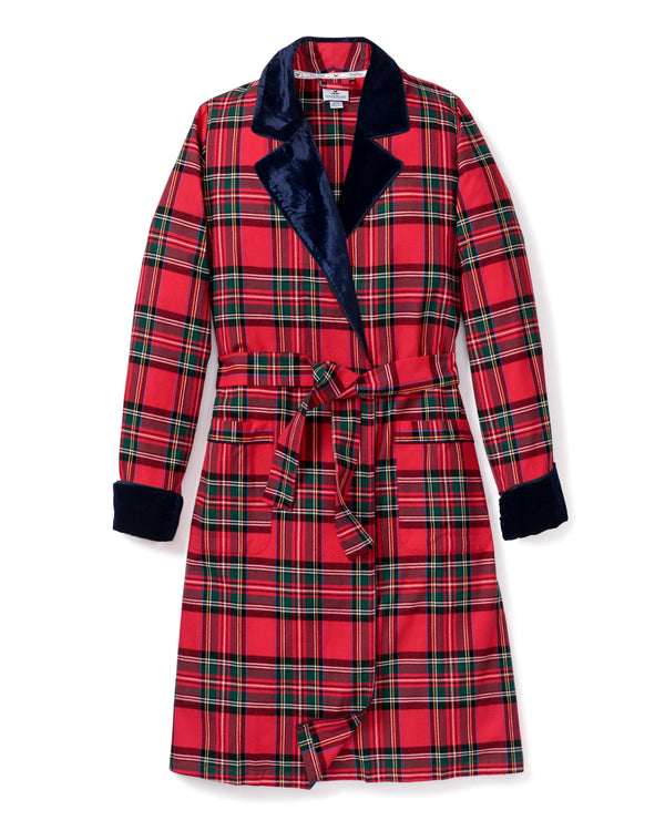 Women's Imperial Tartan Long Robe with Velvet Trim