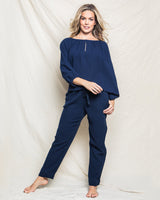 Women's Navy Gauze Drawstring Pants