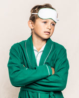 Children's Forest Green Flannel Robe with White Piping
