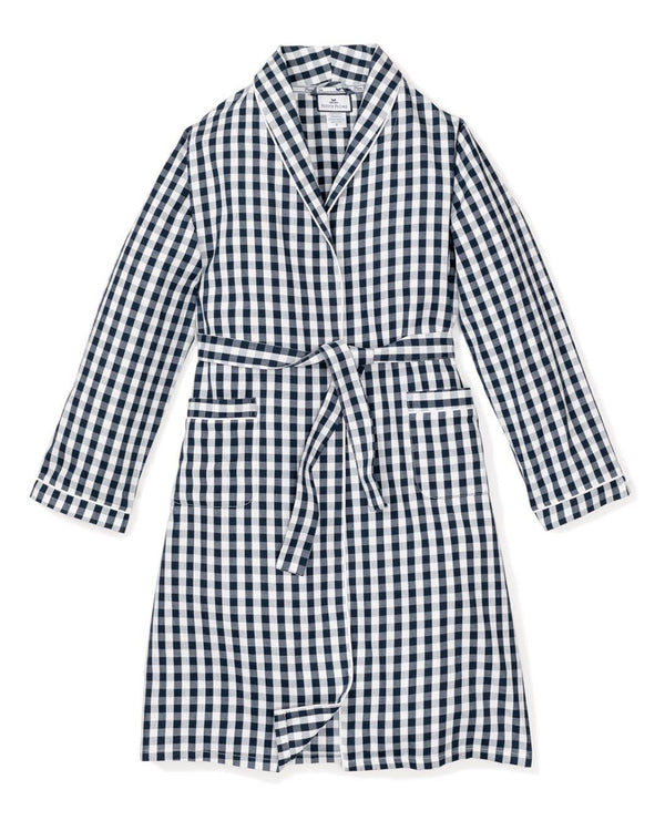 Kid's Twill Robe in Navy Gingham