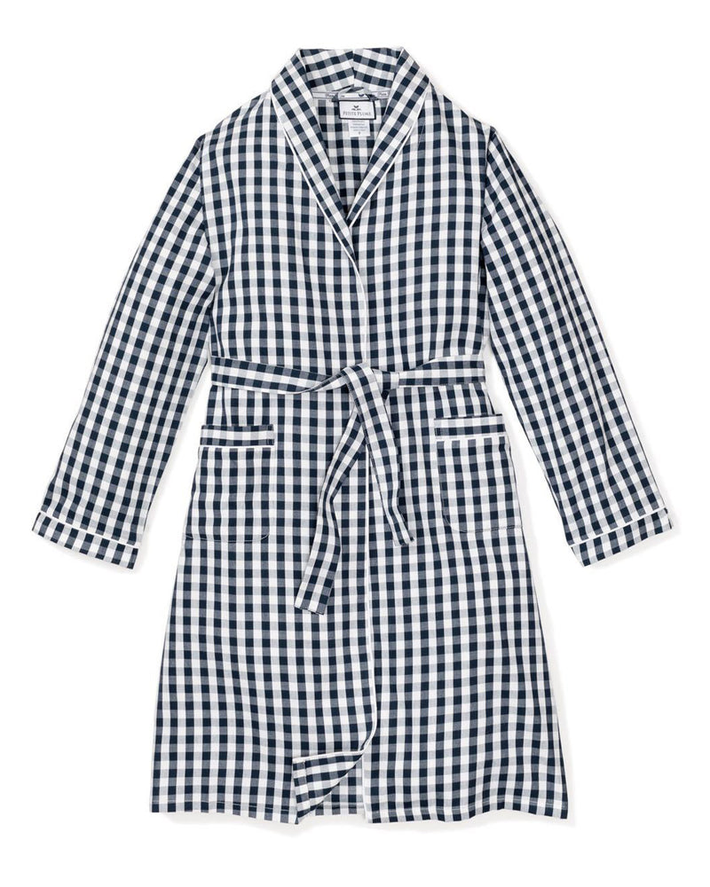 Children's Navy Gingham Robe