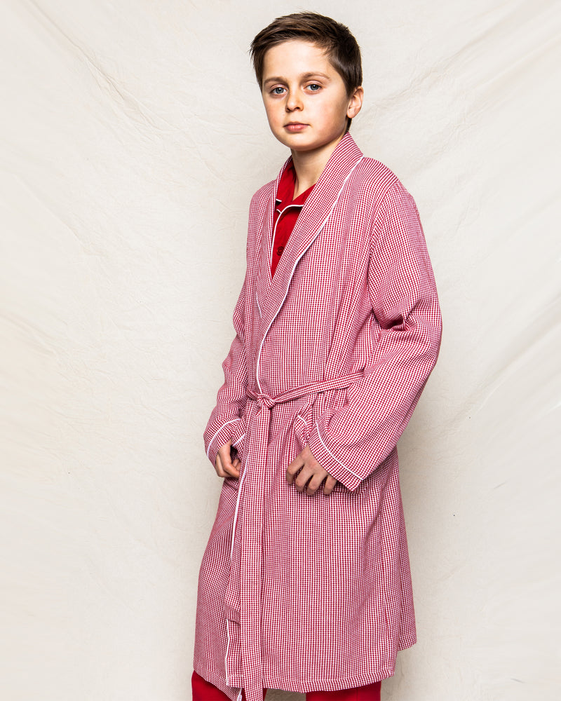 Children's Red Mini Gingham Robe