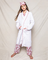Children's White Flannel Robe with Red Piping