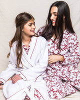Children's White Flannel Robe with Red Piping