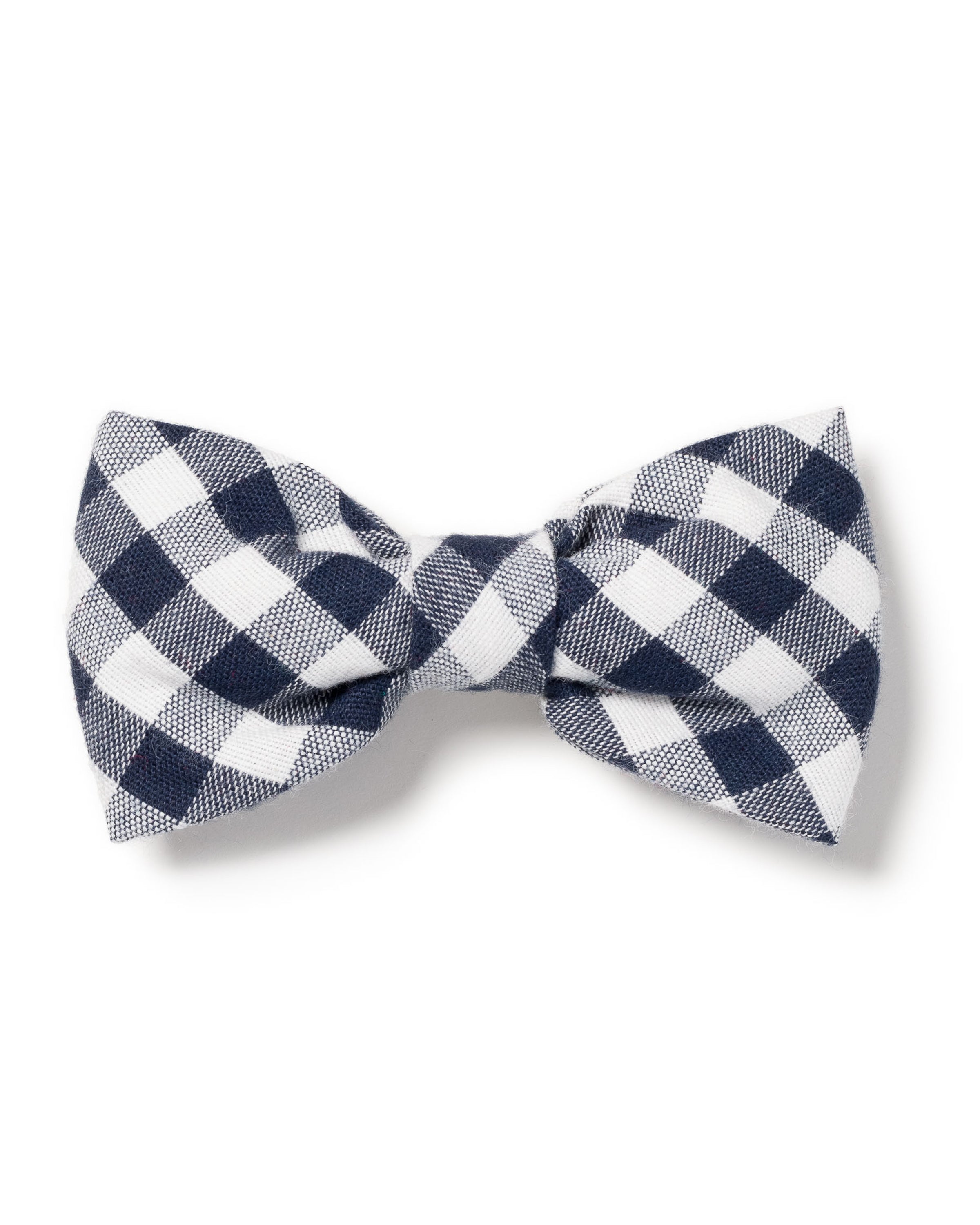 Navy Gingham Dog Bow Tie (front)