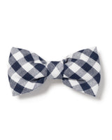 Navy Gingham Dog Bow Tie (front)