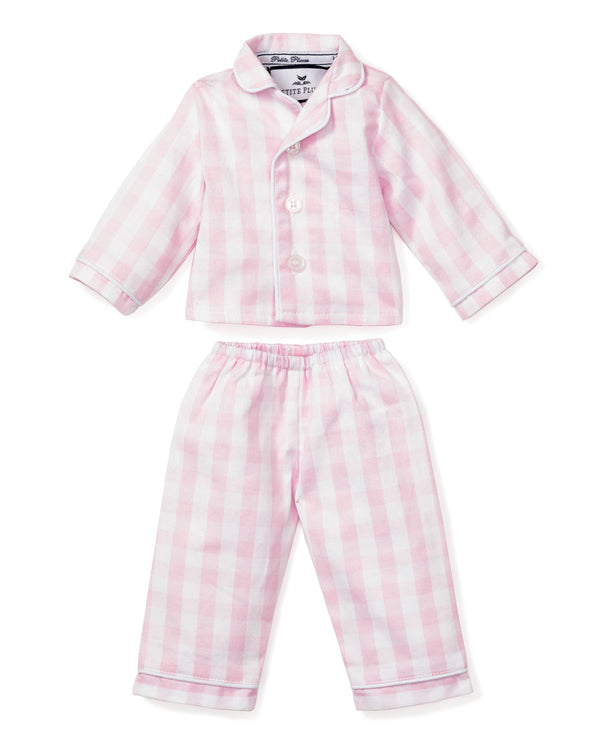 Kid's Twill Doll Pajamas in Pink Gingham