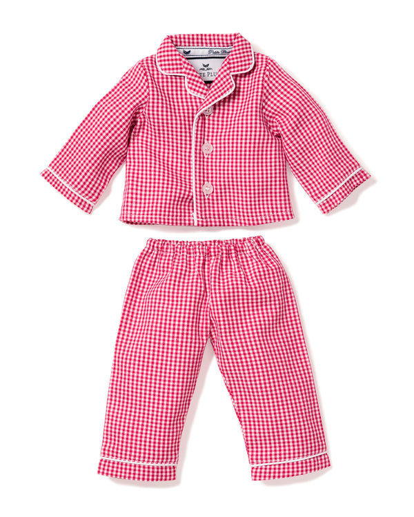 Doll Pajamas in Red Mini-Gingham