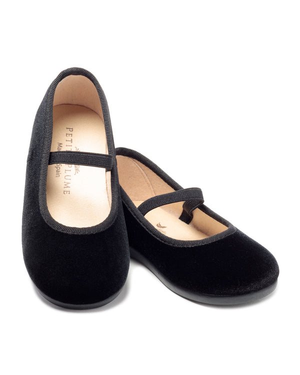 Kid's Delphine Slipper in Black Velvet