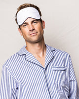 Adult White Traditional Sleep Mask with Navy Piping